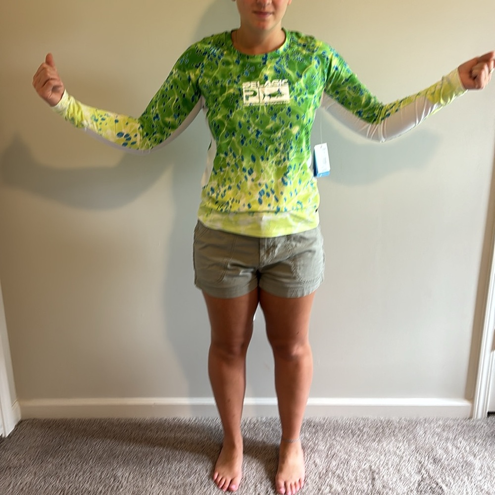 NWT Pelagic green, small, long sleeve, top, machine washable.